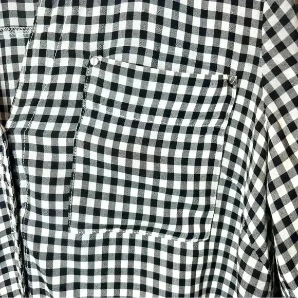 Jones New York Women's Front Tie Button Down Gingham Blouse Size Medium - Picture 6 of 13